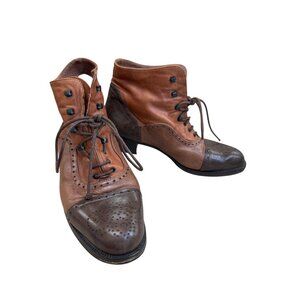 Tano Italian Made Womens Brown Leather Lace-Up Ankle Boots Size 6.5 SKU8151